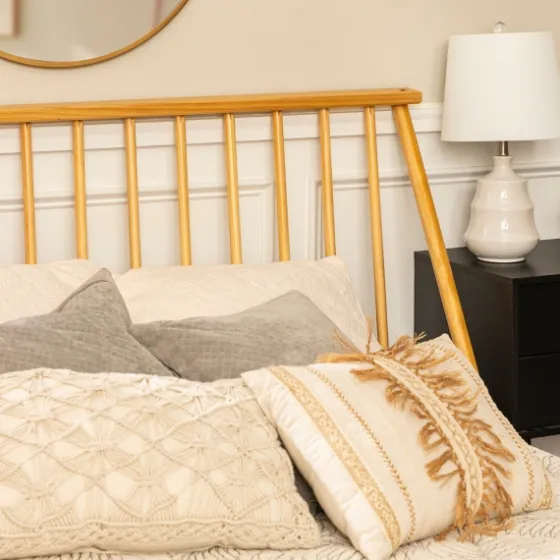 Light Oak Modern Spindle Wooden Queen Bed-Kirkland's Home Outlet