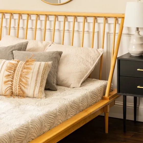 Light Oak Modern Spindle Wooden Queen Bed-Kirkland's Home Outlet