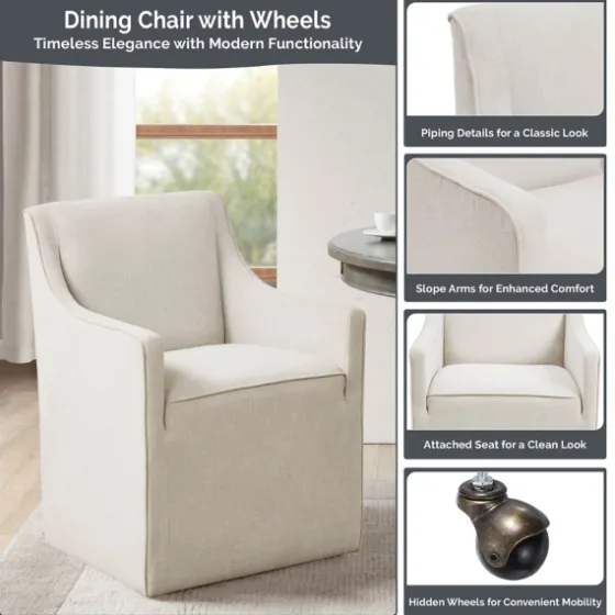 Light Slipcover Dining Chair With Casters-Kirkland's Home Flash Sale