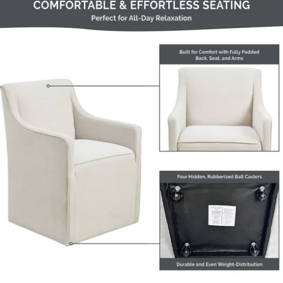 Light Slipcover Dining Chair With Casters-Kirkland's Home Flash Sale
