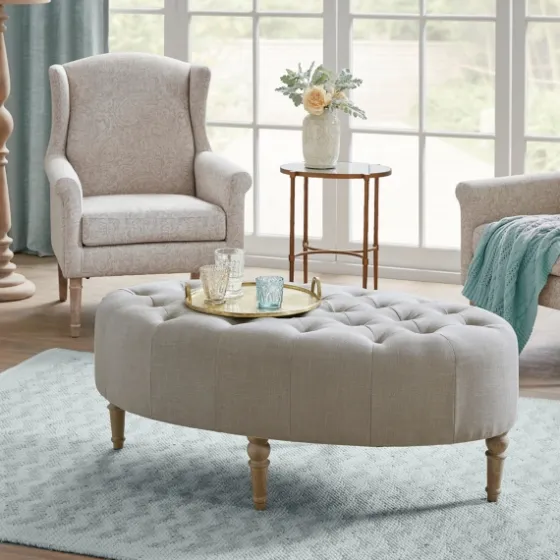 Light Tufted Button Martha Stewart Ottoman-Kirkland's Home New