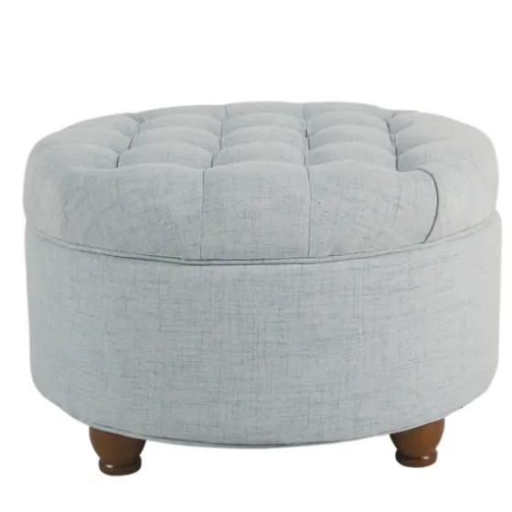 Light Tufted Round Storage Ottoman-Kirkland's Home Hot