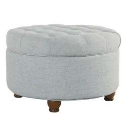 Light Tufted Round Storage Ottoman-Kirkland's Home Hot