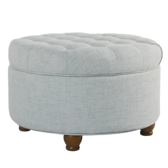Light Tufted Round Storage Ottoman-Kirkland's Home Hot
