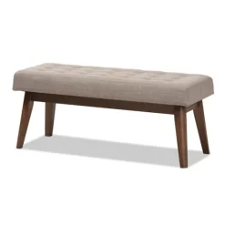Light Tufted Walnut Wood Bench-Kirkland's Home Online
