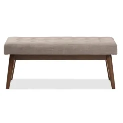 Light Tufted Walnut Wood Bench-Kirkland's Home Online