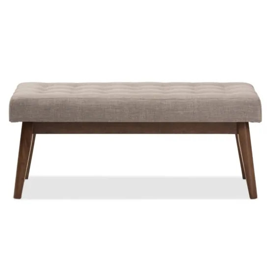 Light Tufted Walnut Wood Bench-Kirkland's Home Online