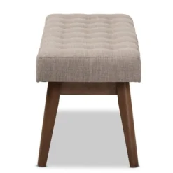 Light Tufted Walnut Wood Bench-Kirkland's Home Online