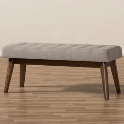 Light Tufted Walnut Wood Bench-Kirkland's Home Online