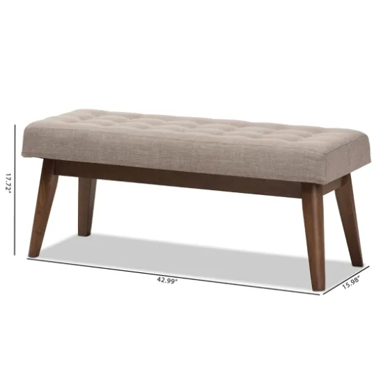 Light Tufted Walnut Wood Bench-Kirkland's Home Online