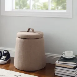 Light Upholstered Top Handle Storage Ottoman-Kirkland's Home Discount