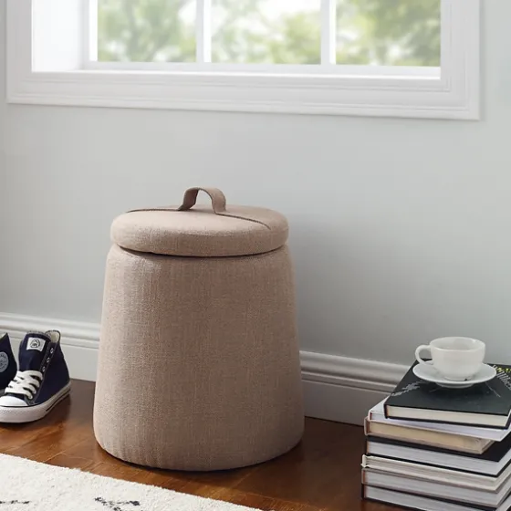 Light Upholstered Top Handle Storage Ottoman-Kirkland's Home Discount