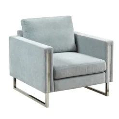 Light Velvet And Chrome Accent Chair-Kirkland's Home Outlet