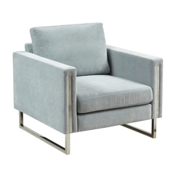 Light Velvet And Chrome Accent Chair-Kirkland's Home Outlet