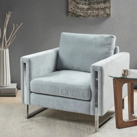 Light Velvet And Chrome Accent Chair-Kirkland's Home Outlet