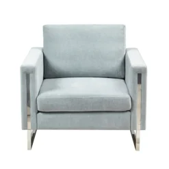 Light Velvet And Chrome Accent Chair-Kirkland's Home Outlet
