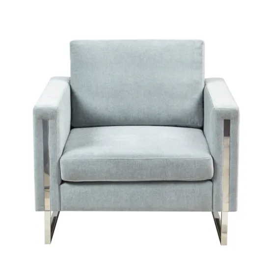 Light Velvet And Chrome Accent Chair-Kirkland's Home Outlet