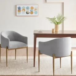 Light Velvet Button Dining Chairs, Set Of 2-Kirkland's Home Cheap