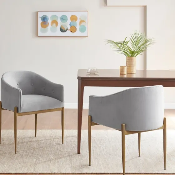 Light Velvet Button Dining Chairs, Set Of 2-Kirkland's Home Cheap