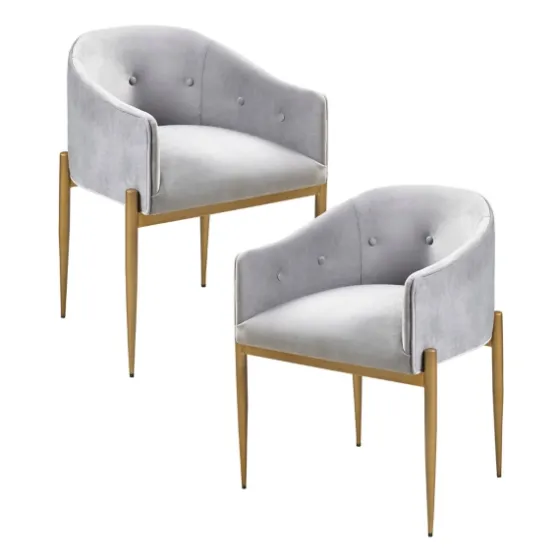Light Velvet Button Dining Chairs, Set Of 2-Kirkland's Home Cheap