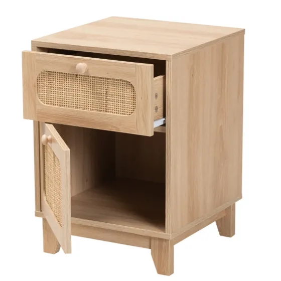Light Wood And Cane Accent Nightstand-Kirkland's Home Cheap