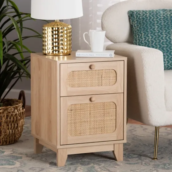 Light Wood And Cane Accent Nightstand-Kirkland's Home Cheap