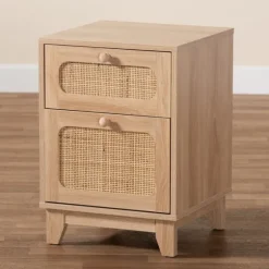 Light Wood And Cane Accent Nightstand-Kirkland's Home Cheap