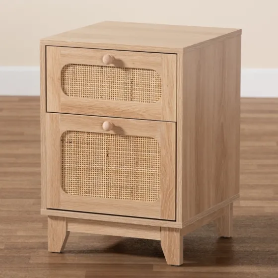 Light Wood And Cane Accent Nightstand-Kirkland's Home Cheap