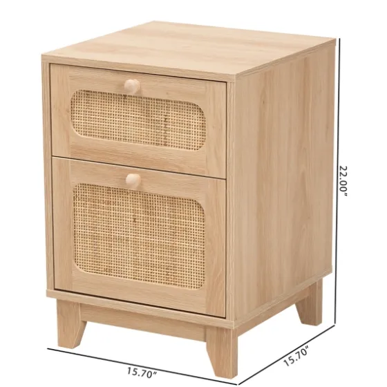 Light Wood And Cane Accent Nightstand-Kirkland's Home Cheap