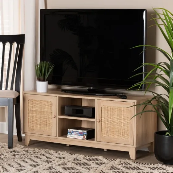 Light Wood And Cane Accent Tv Stand-Kirkland's Home Cheap