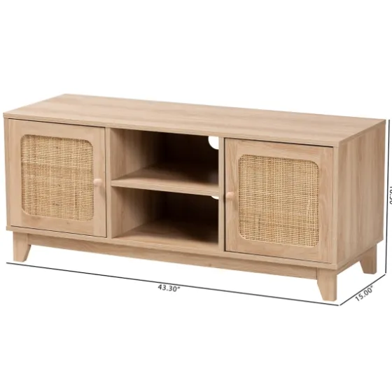 Light Wood And Cane Accent Tv Stand-Kirkland's Home Cheap