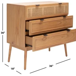 Light Wood And Cane 3-Drawer Chest-Kirkland's Home Fashion