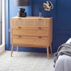 Light Wood And Cane 3-Drawer Chest-Kirkland's Home Fashion