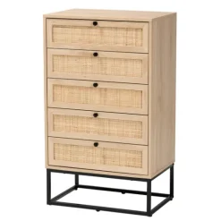 Light Wood And Rat 5-Drawer Chest-Kirkland's Home Cheap