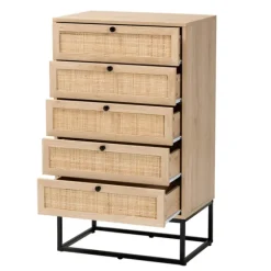 Light Wood And Rat 5-Drawer Chest-Kirkland's Home Cheap