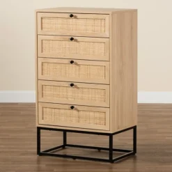 Light Wood And Rat 5-Drawer Chest-Kirkland's Home Cheap