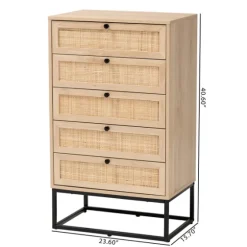 Light Wood And Rat 5-Drawer Chest-Kirkland's Home Cheap
