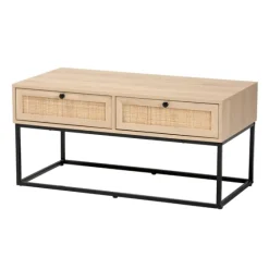 Light Wood And Rat 2-Drawer Coffee Table-Kirkland's Home Hot