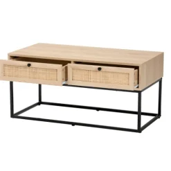 Light Wood And Rat 2-Drawer Coffee Table-Kirkland's Home Hot