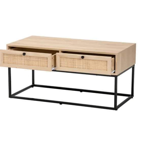 Light Wood And Rat 2-Drawer Coffee Table-Kirkland's Home Hot