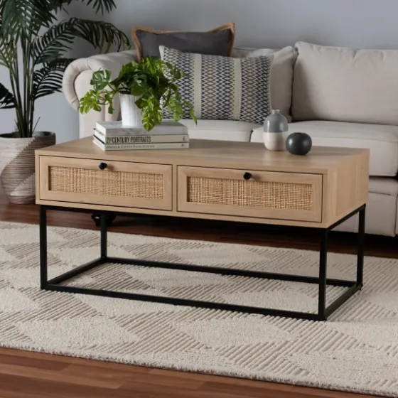 Light Wood And Rat 2-Drawer Coffee Table-Kirkland's Home Hot