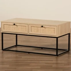 Light Wood And Rat 2-Drawer Coffee Table-Kirkland's Home Hot
