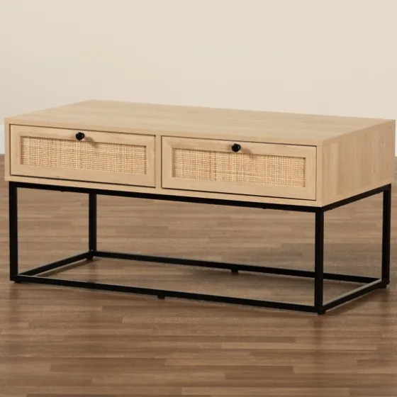 Light Wood And Rat 2-Drawer Coffee Table-Kirkland's Home Hot
