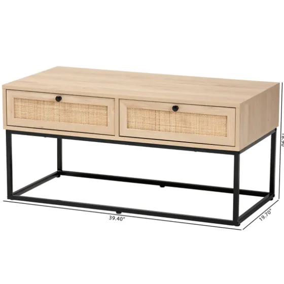Light Wood And Rat 2-Drawer Coffee Table-Kirkland's Home Hot