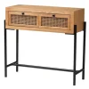 Light Wood And Rattan 2-Drawer Console Table-Kirkland's Home Shop
