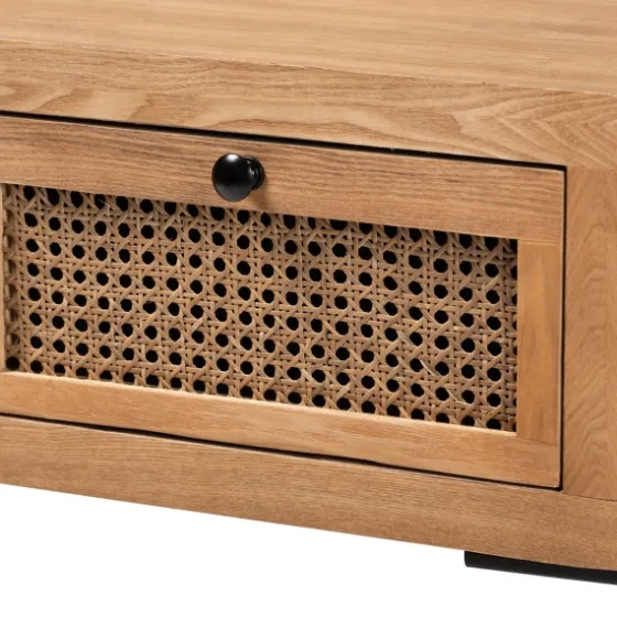 Light Wood And Rattan 2-Drawer Console Table-Kirkland's Home Shop