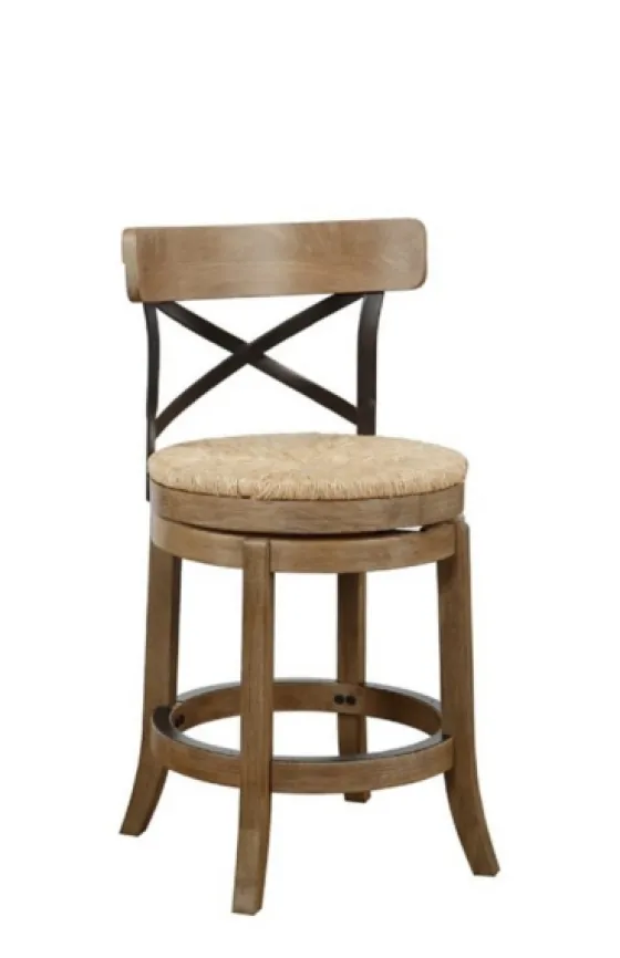 Light Wood And Seagrass Swivel Counter Stool-Kirkland's Home Online