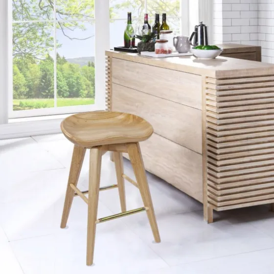 Light Wood Backless Swivel Counter Stool-Kirkland's Home Clearance