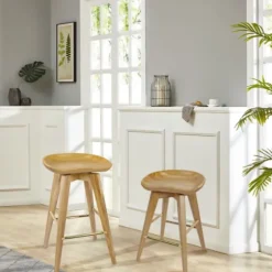 Light Wood Backless Swivel Counter Stool-Kirkland's Home Clearance