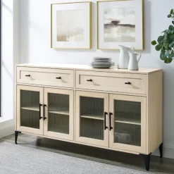Light Wood Fluted Glass Doors Sideboard-Kirkland's Home Sale